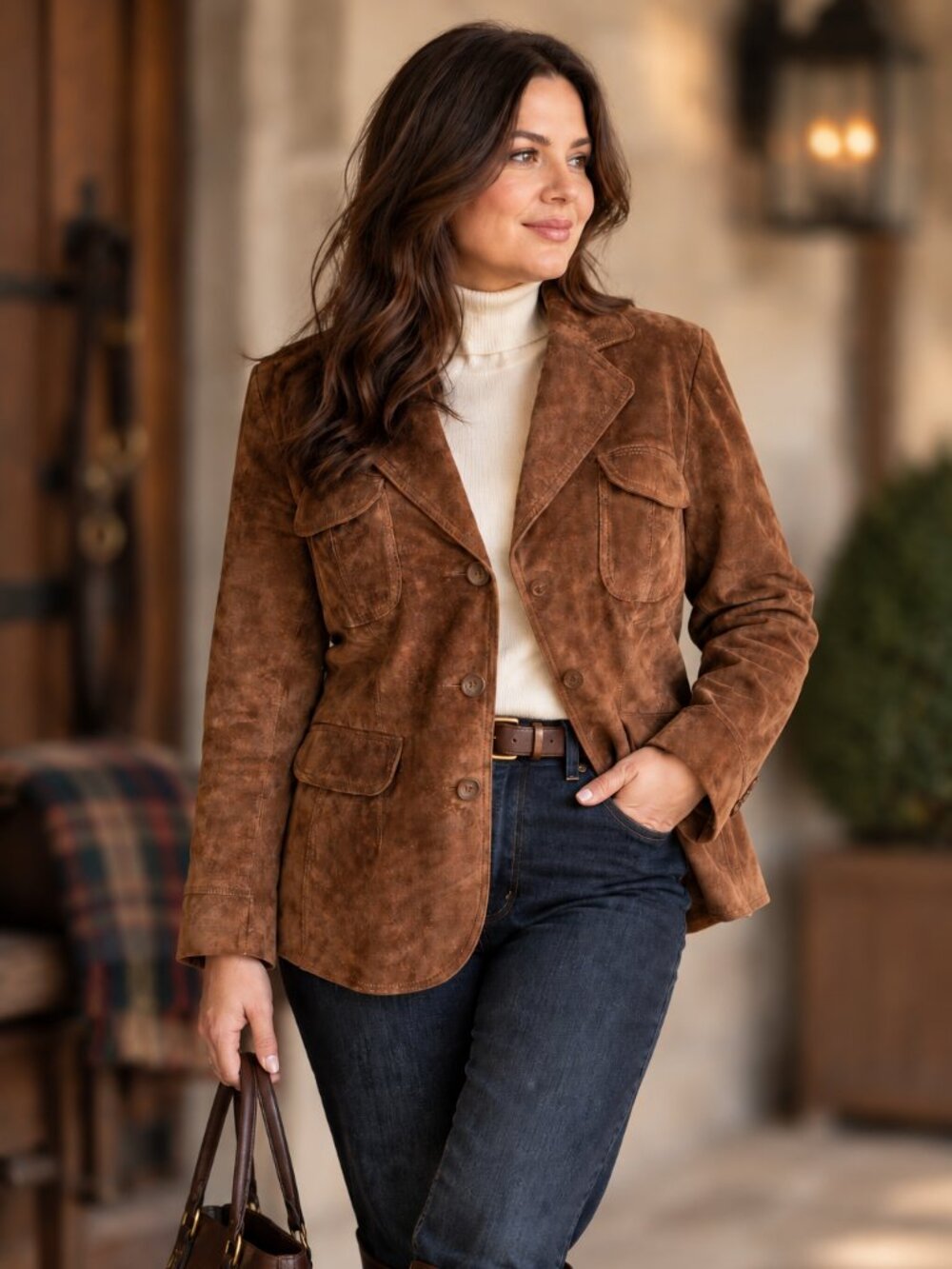 Vintage Danier Suede Jacket Leather Classic Americana Chestnut Brown Size 2XL